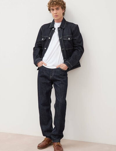 Jeans straight en coton longueur 32 denim brut rinse homme