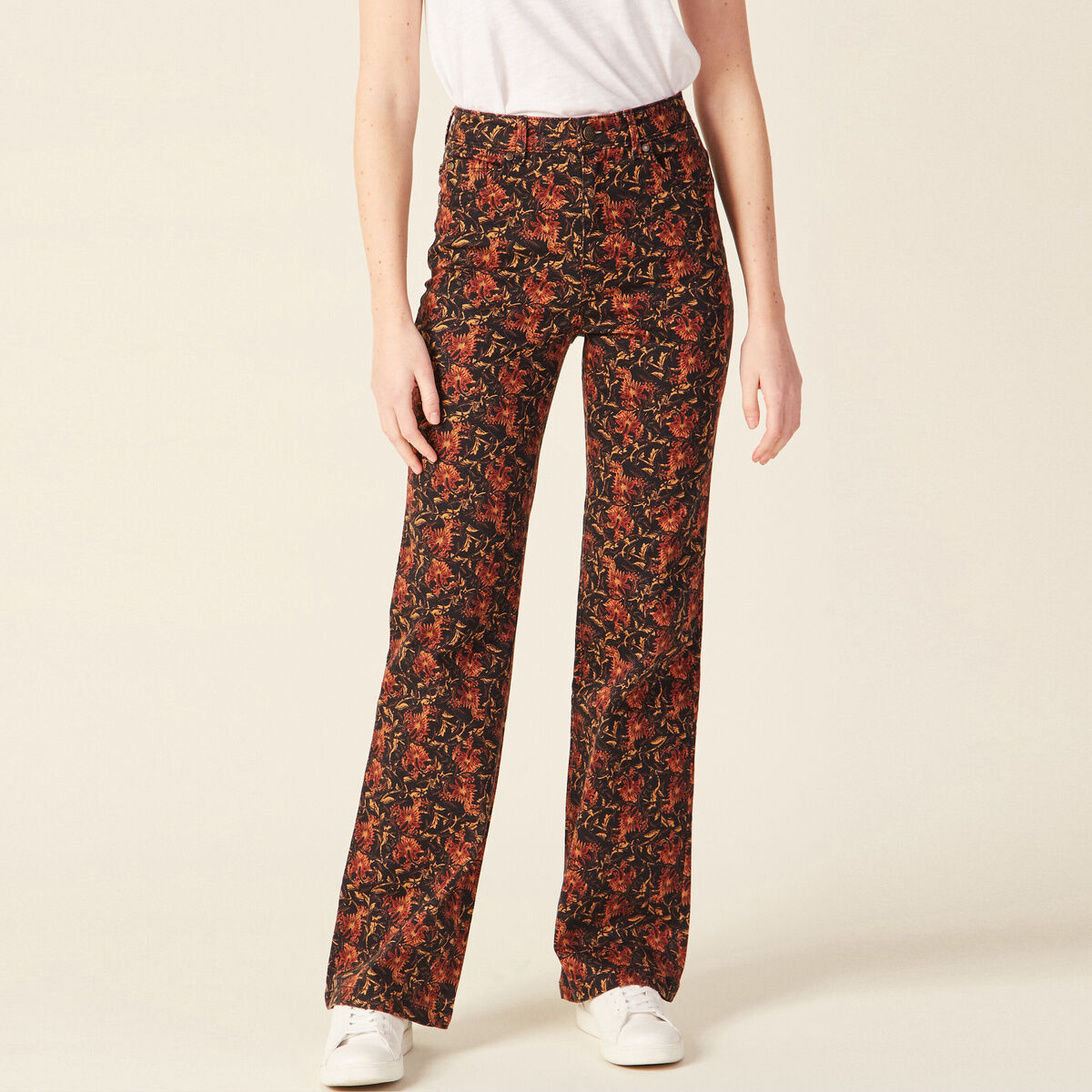 Pantalon bootcut taille haute noir femme