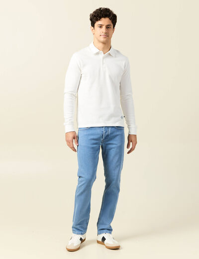 Polo manches longues ecru homme