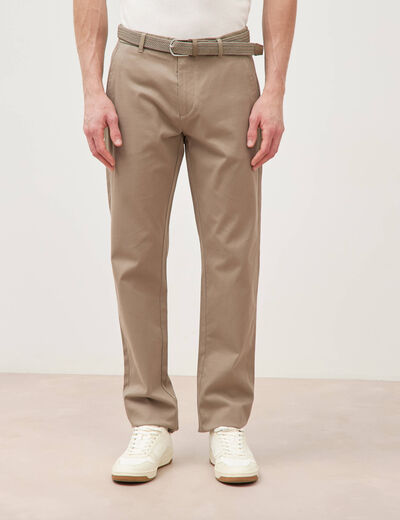 Pantalon straight longueur 32 ceinture taupe homme