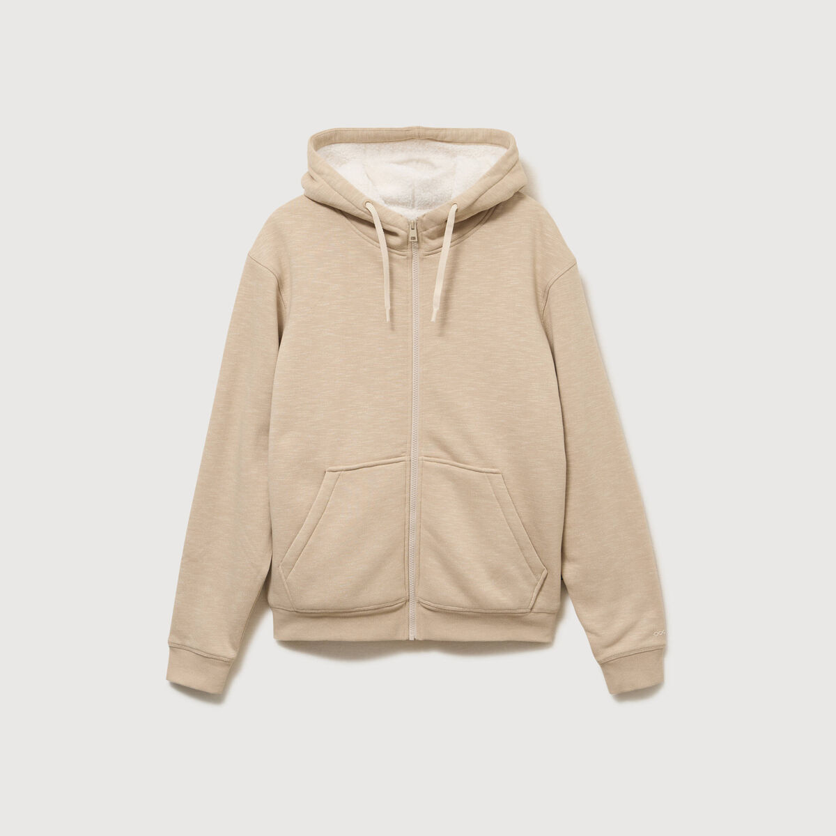 Sweat manches longues zipp&eacute; beige homme