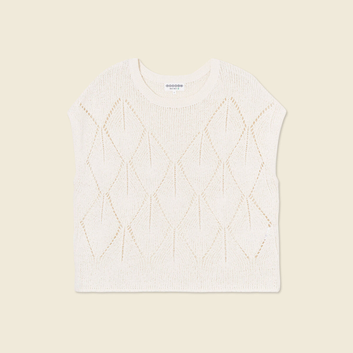 Pull ajouré éco-responsable beige femme
