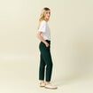 Pantalon large 7/8&egrave;me taille haute vert fonc&eacute; femme