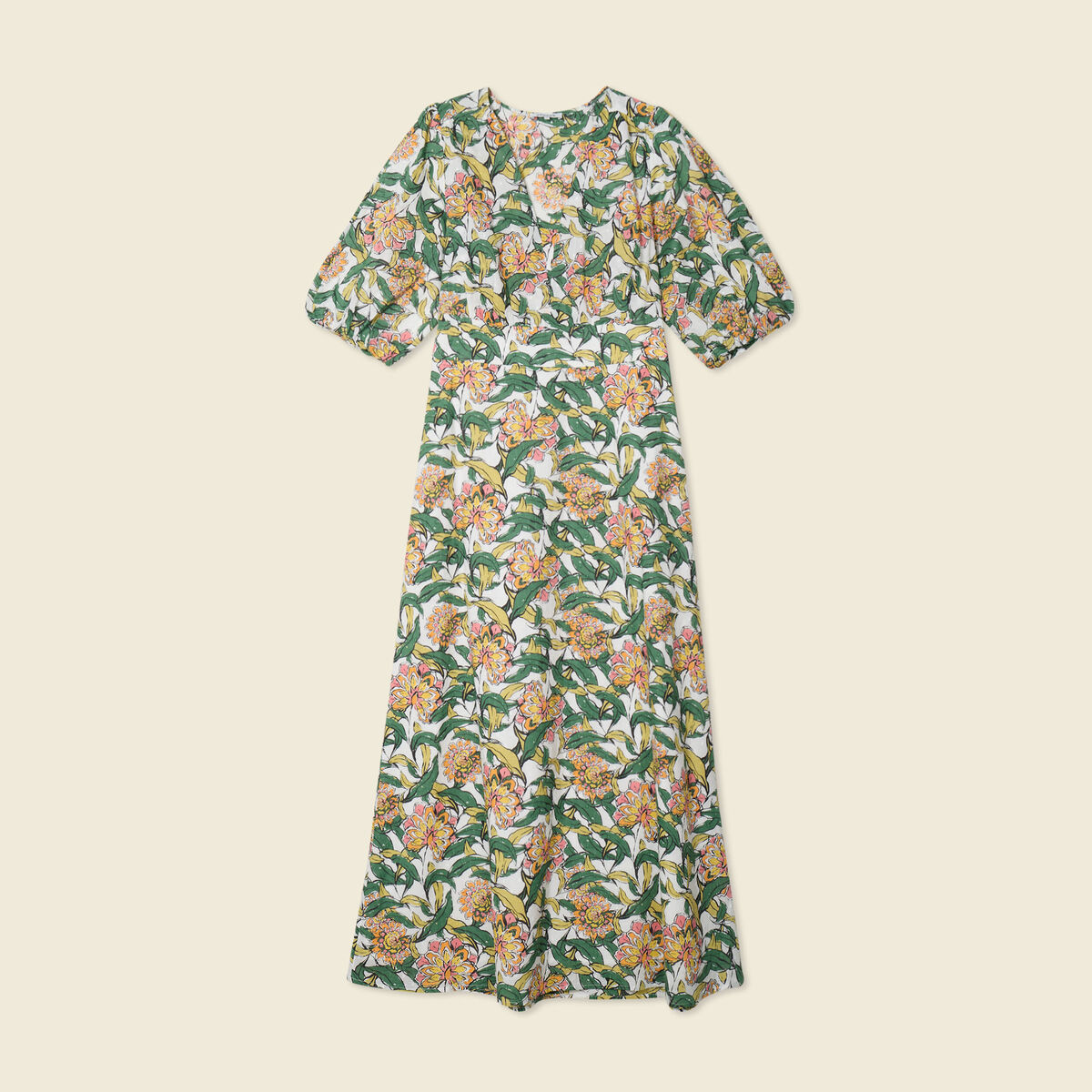 Robe longue évasée blanc femme