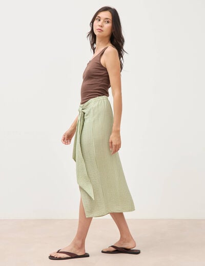 Jupe taille haute fluide vert menthe femme