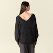Pull manches longues ajouré noir femme