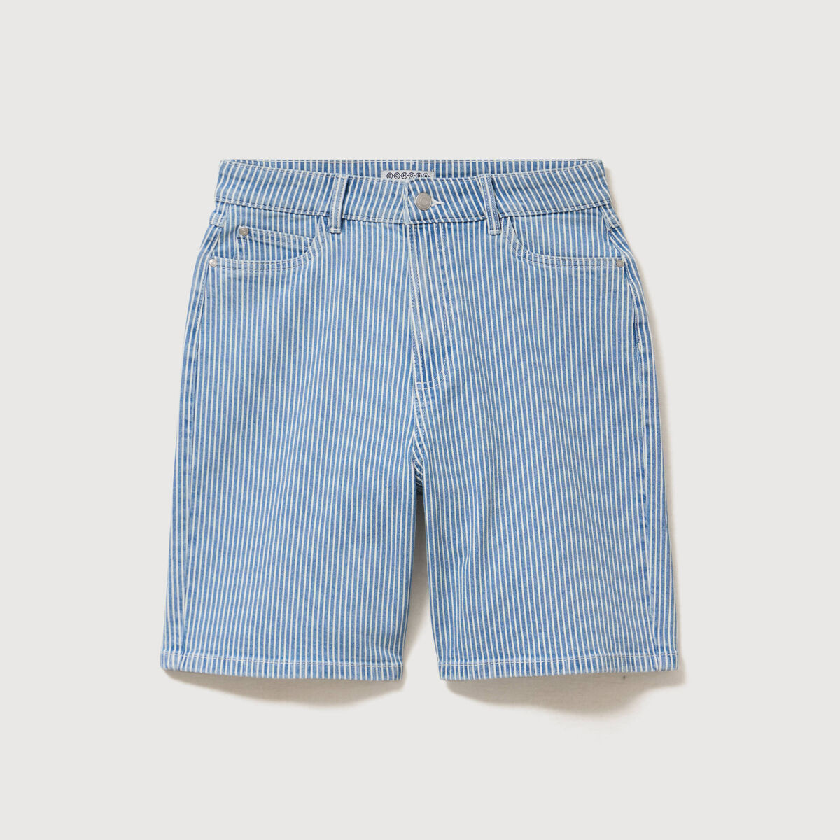 Bermuda large taille haute en jeans denim stone femme