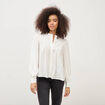 Blouse ajour&eacute;e col rond manches longues ecru femme