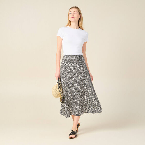 Jupe longue portefeuille noir femme