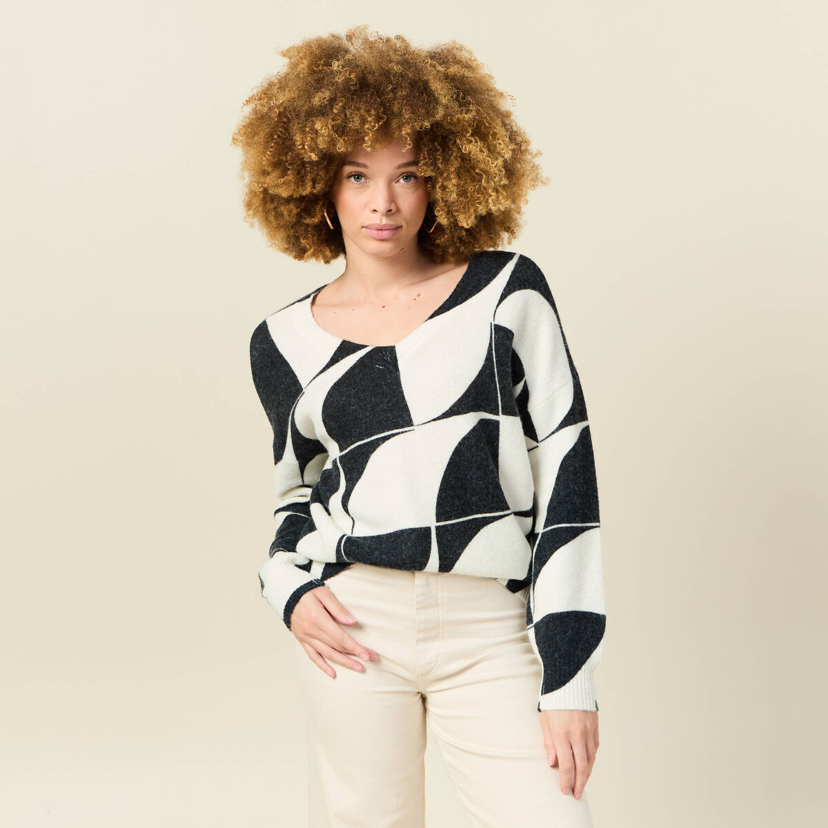Pull manches longues r&eacute;vesible noir femme