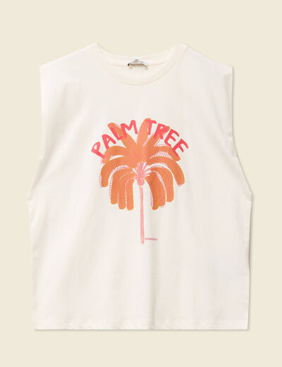 T-shirt sans manches ivoire femme
