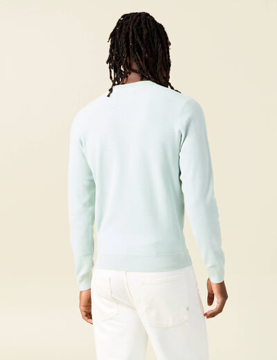 Pull fin col rond manches longues bleu clair homme