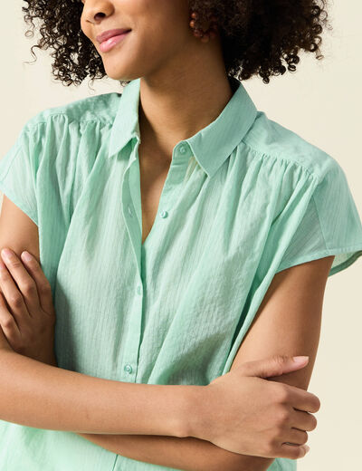 Blouse manches courtes vert clair femme