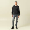 Pull col rond manches longues en coton bleu marine homme