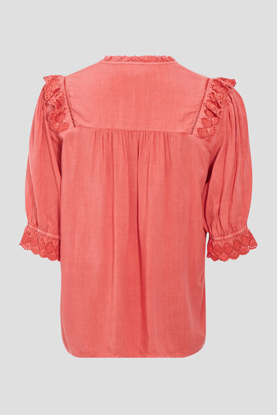 Chemise manches 3/4 rose femme