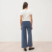 Pantalon large taille haute en velours gris femme