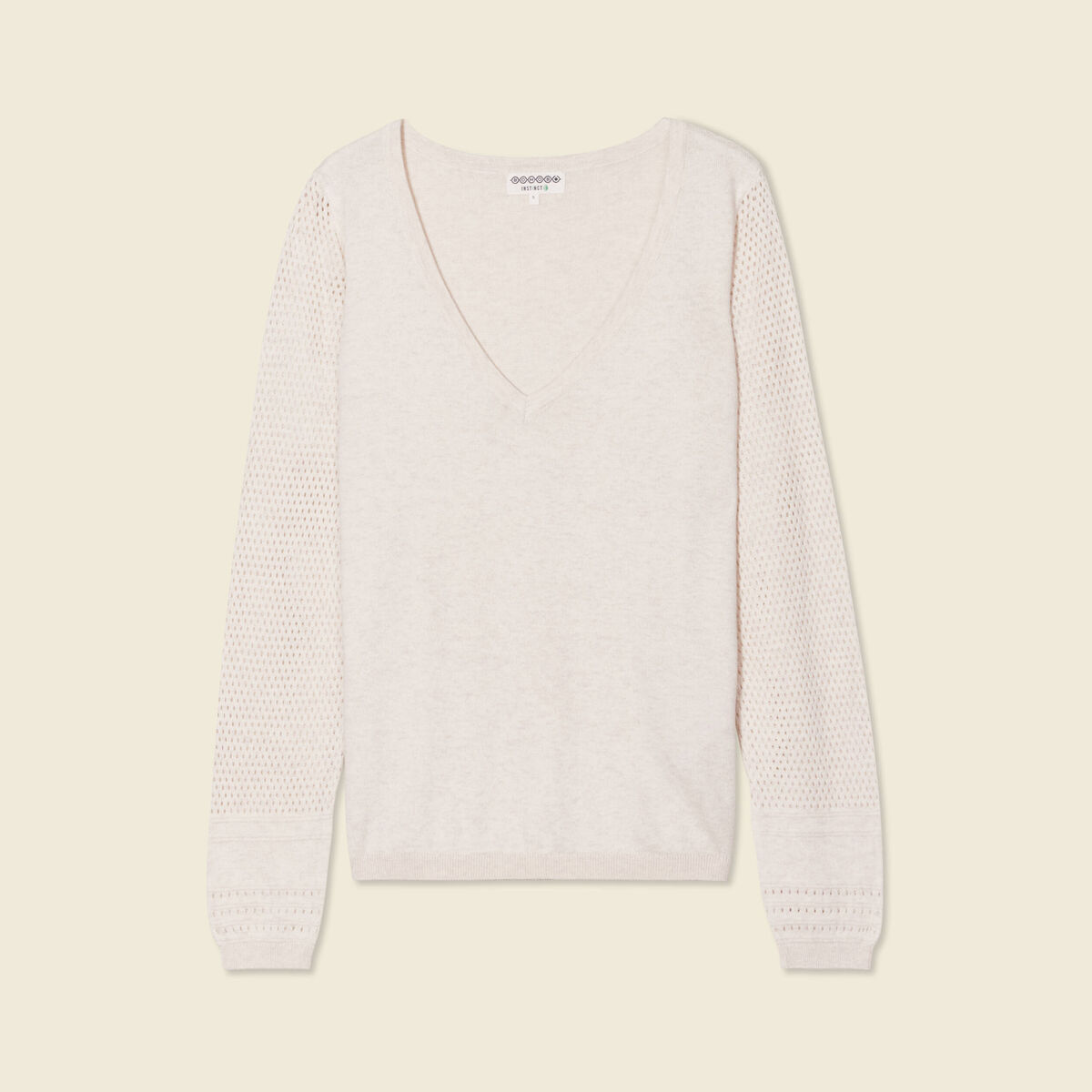 Pull à manches longues creme femme