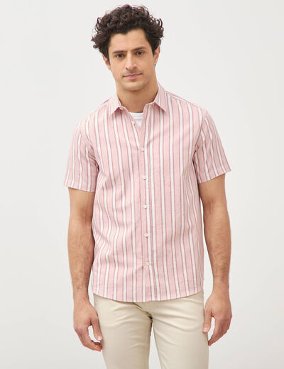 Chemise manches courtes rose pastel homme