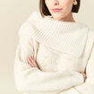 Pull ajour&eacute; manches longues bardot ecru femme