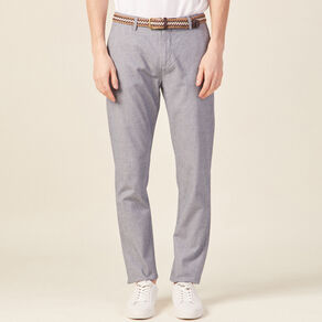 Pantalon chino ceinturé bleu marine homme