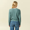 Gilet ajour&eacute; col V manches longues vert femme