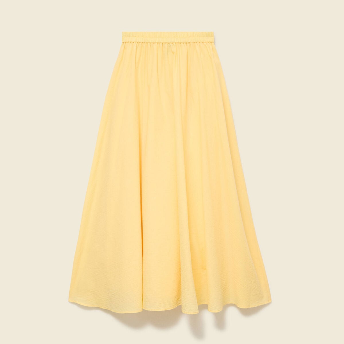 Jupe longue &eacute;vas&eacute;e en coton doubl&eacute;e jaune clair femme