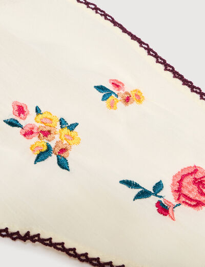Foulard en coton avec broderie ivoire femme