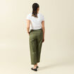 Pantalon taille haute fluide vert kaki femme