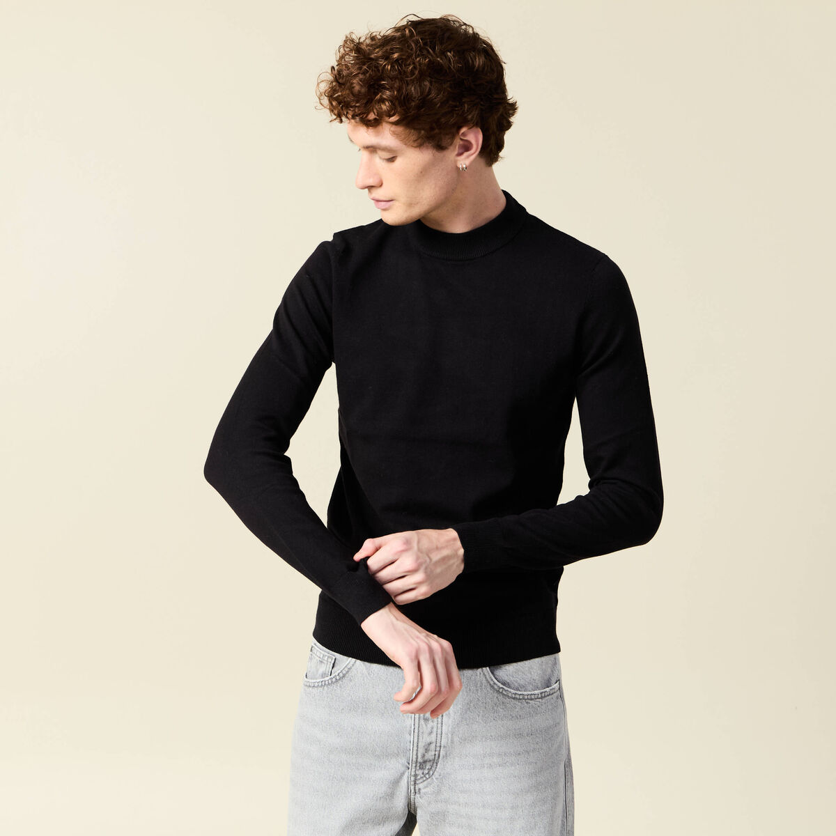 Pull manches longues noir homme