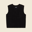 Pull sans manches col en V noir femme