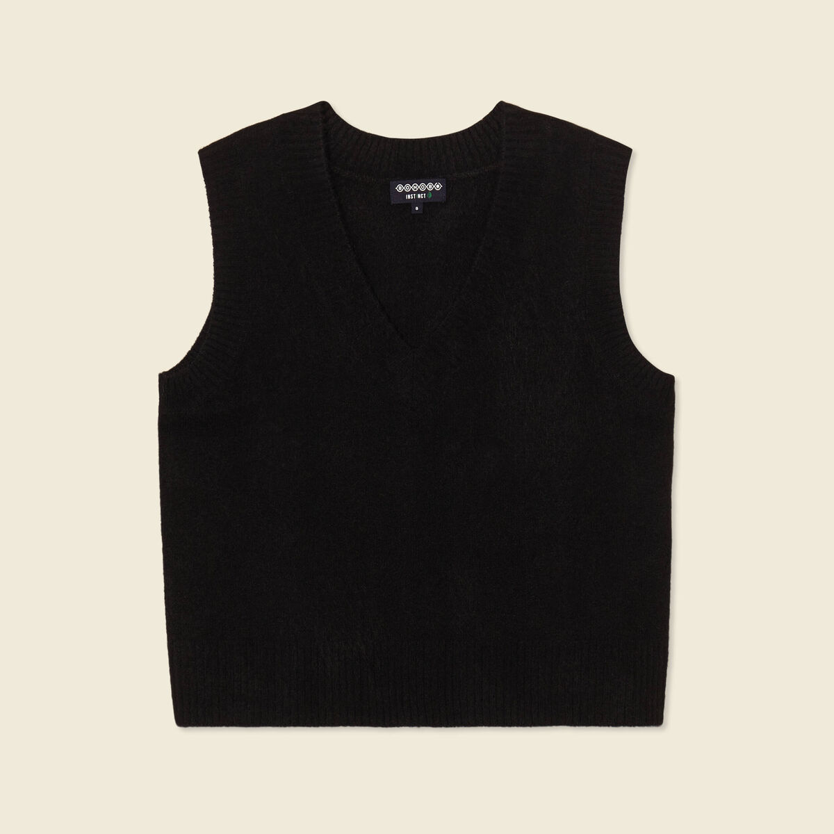 Pull sans manches col en V noir femme