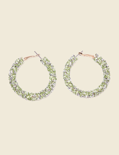 Boucles d'oreilles créoles vert olive femme