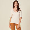Pull manches courtes creme femme