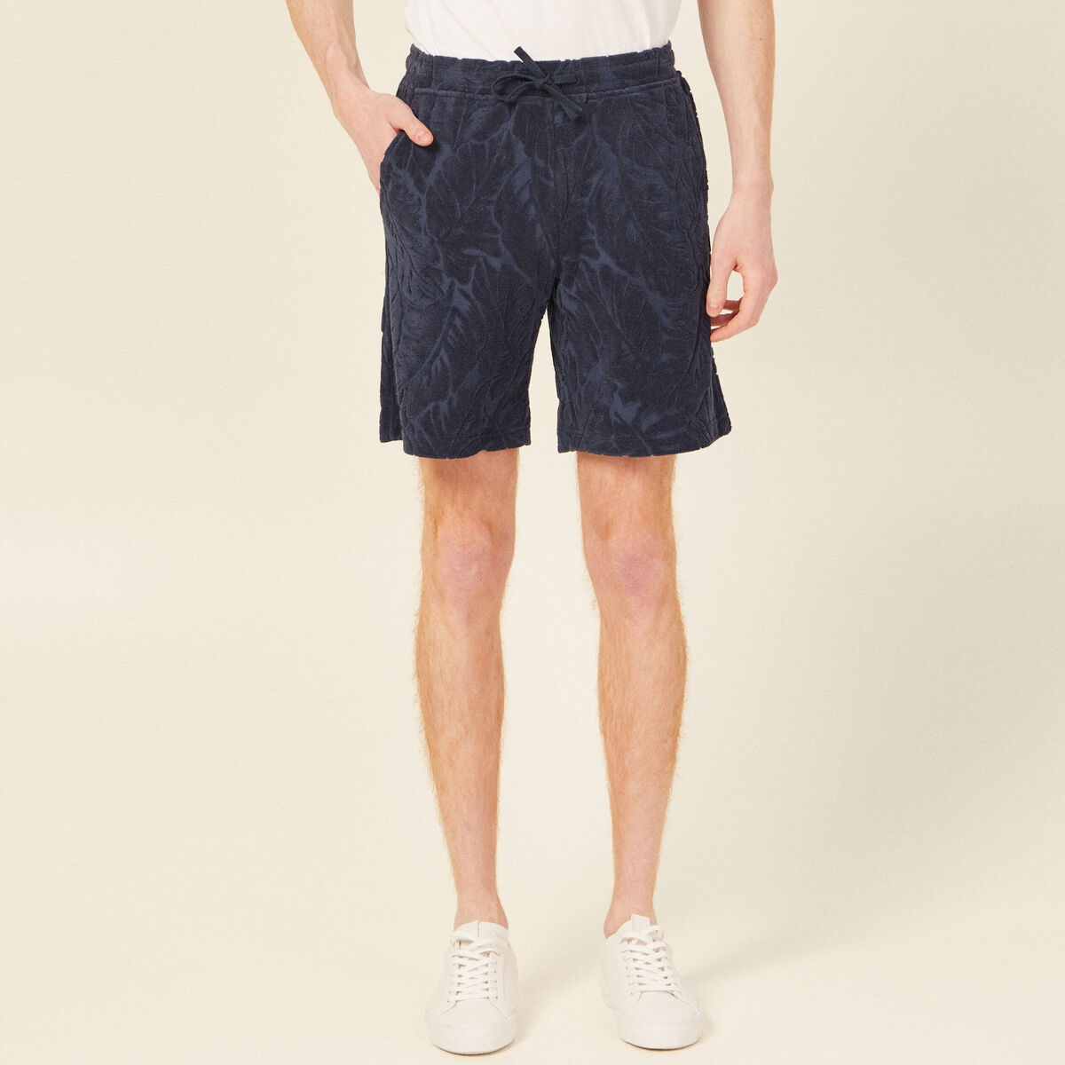 Bermuda large &agrave; coulisse bleu marine homme