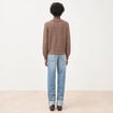 Pull droit col rond manches longues marron femme