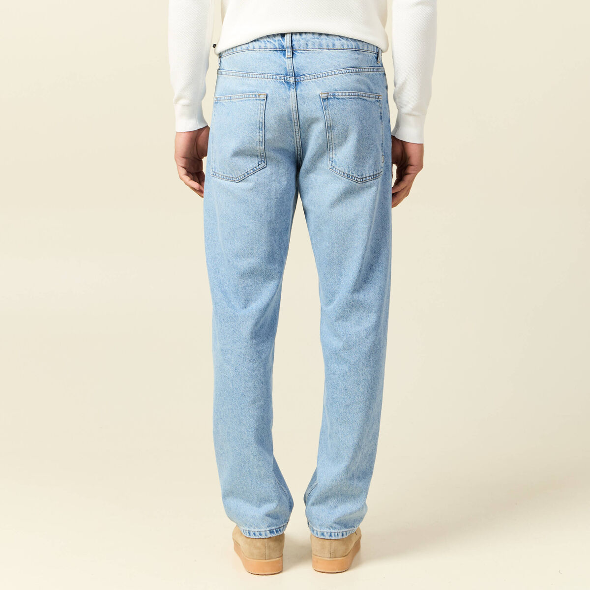 Jeans large longueur 32 en coton denim bleach homme