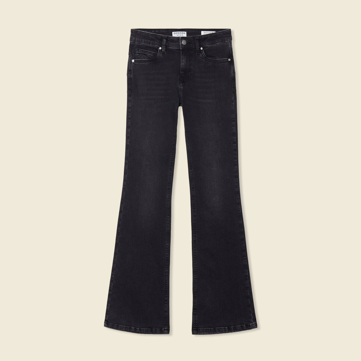 Jeans bootcut 5 poches denim gris femme