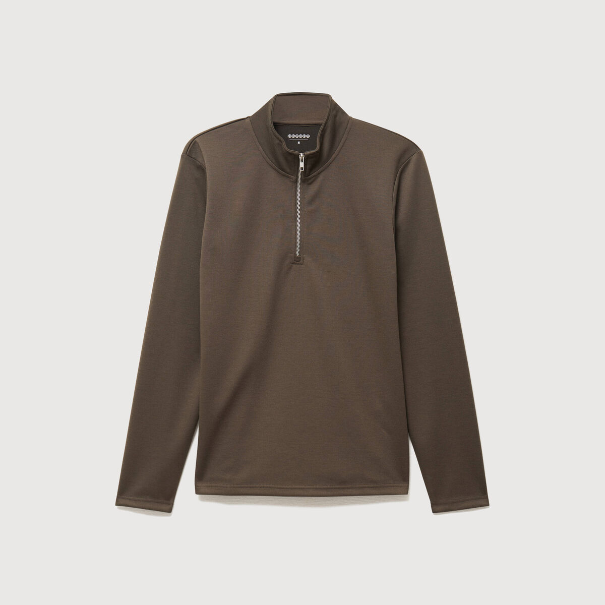 Sweat droit col montant manches longues taupe homme