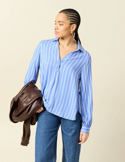 Blouse manches longues denim baby bleu femme