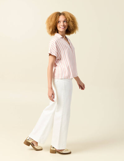 Chemise manches courtes fluide rose clair femme