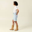 Bermuda droit en jean denim snow bleu femme