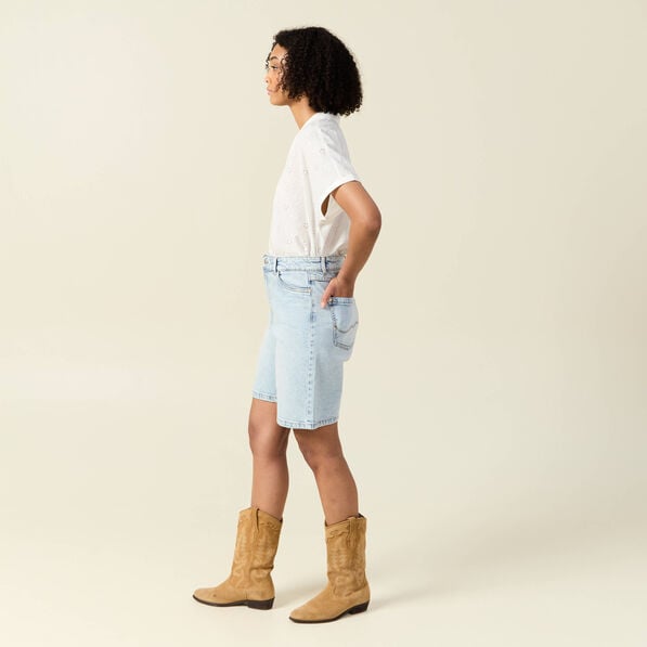 bermuda droit en jean denim snow bleu femme Bermuda droit en jean denim snow bleu femme