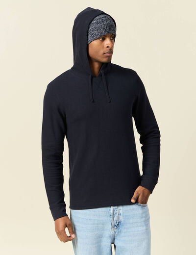 T-shirt à capuche bleu marine homme