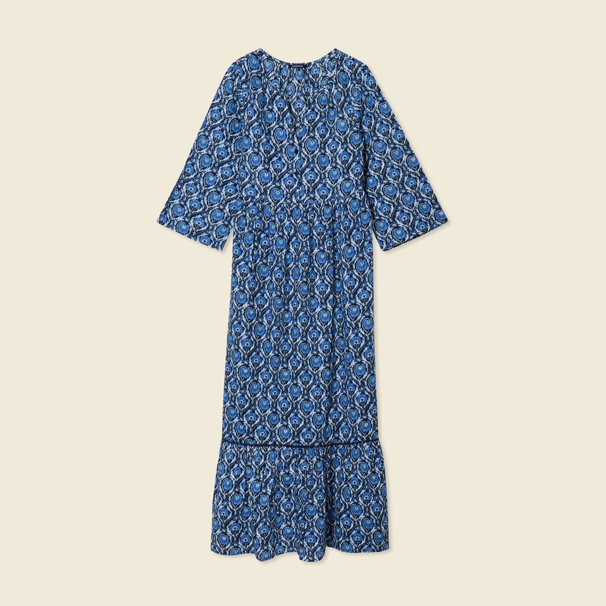 Robe longue droite bleu femme