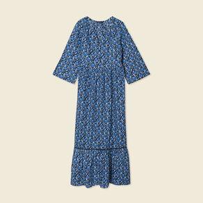 Robe longue droite bleu femme