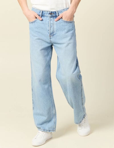 Jeans large 5 poches denim snow bleach homme