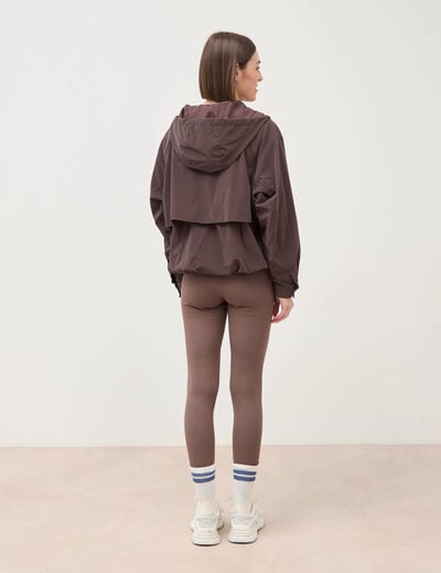 Blouson oversize court &agrave; capuche marron femme