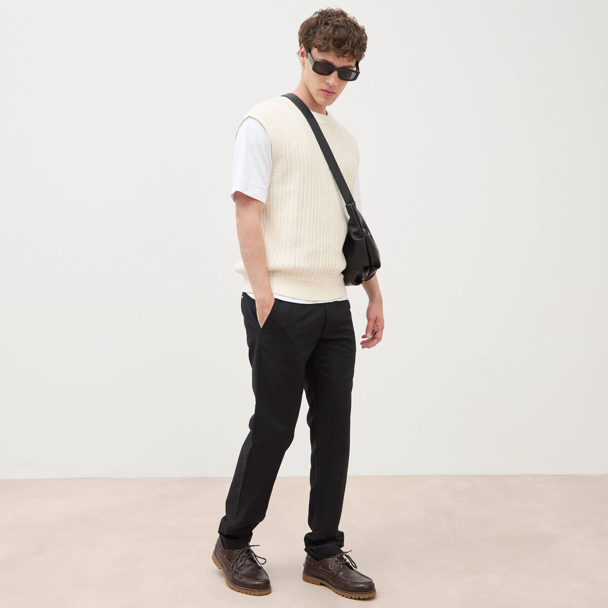 Pantalon chino noir homme