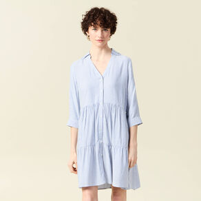 Robe patineuse boutonnée ecru femme