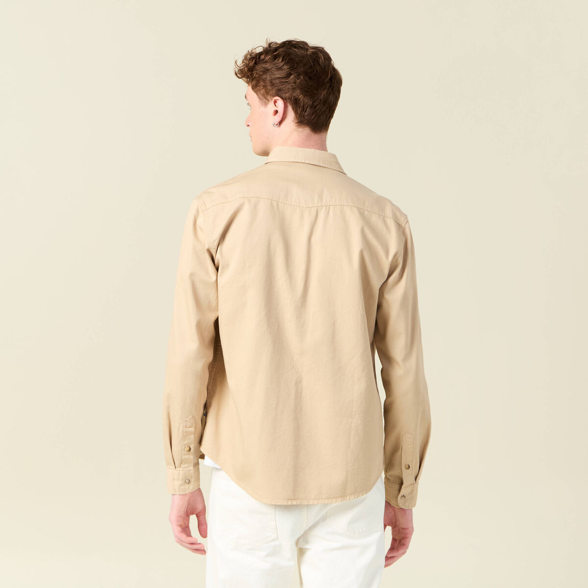 Chemise manches longues beige homme